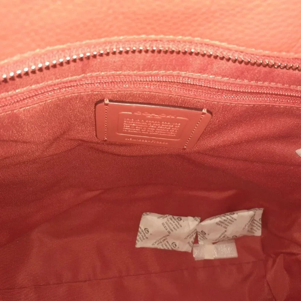 COACH-Turn Lock Town Tote-Scarlet Red Pebbled Leather-Silver Hardware-NEW - Picture 8 of 8